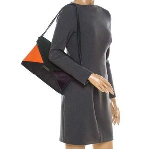 Authentic Celine Diamond ponyhair shoulder bag clutch Large size!